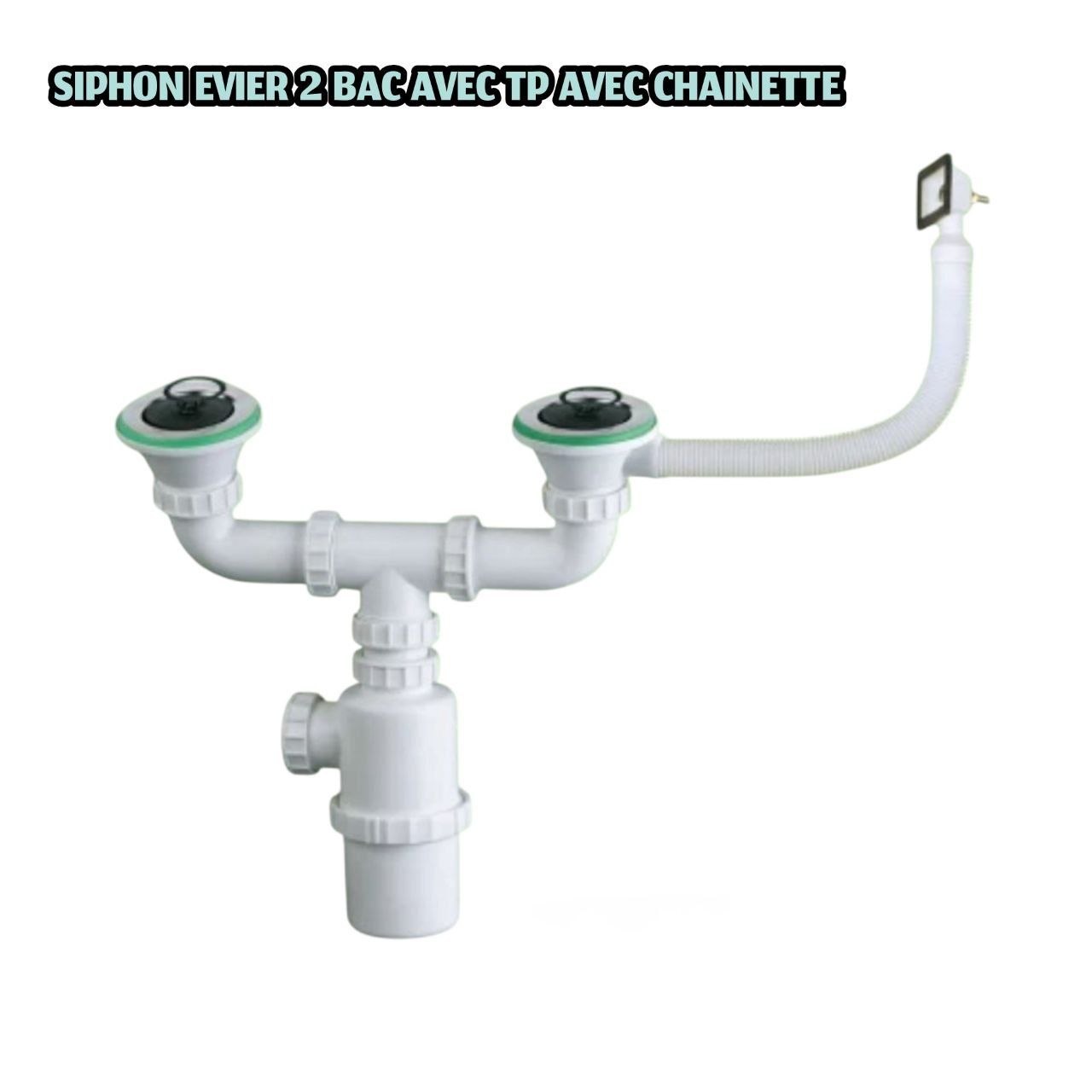 Photo00032021 SIPHON EVIER 2 BAC ITALY AVEC TP AVEC CHAINETTE – Image 1