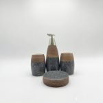ACCESOIRE DOUCHE GRIS+MARRON 4PCS
